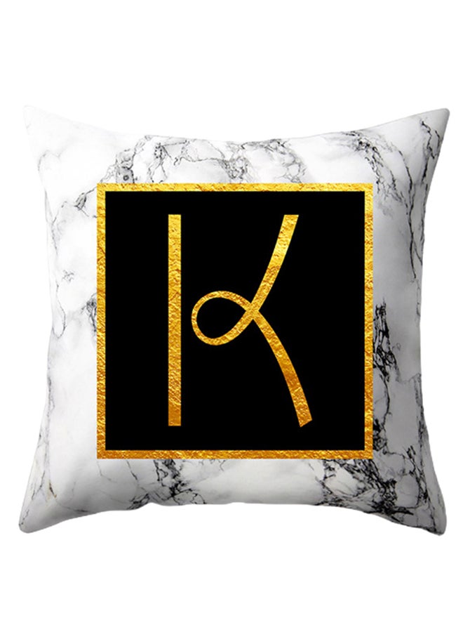 Marbled Golden Alphabet Letter Sofa Pillow Cushion Cover White/Black/Gold 45 x 45cm - Image 1