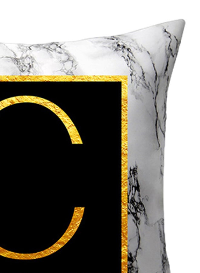 Marbled Golden Alphabet Letter Sofa Pillow Cushion Cover White/Black/Gold 45 x 45centimeter - Image 2