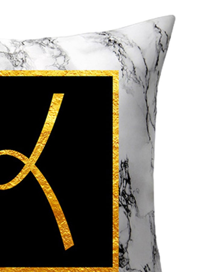 Marbled Golden Alphabet Letter Sofa Pillow Cushion Cover White/Black/Gold 45 x 45cm - Image 2