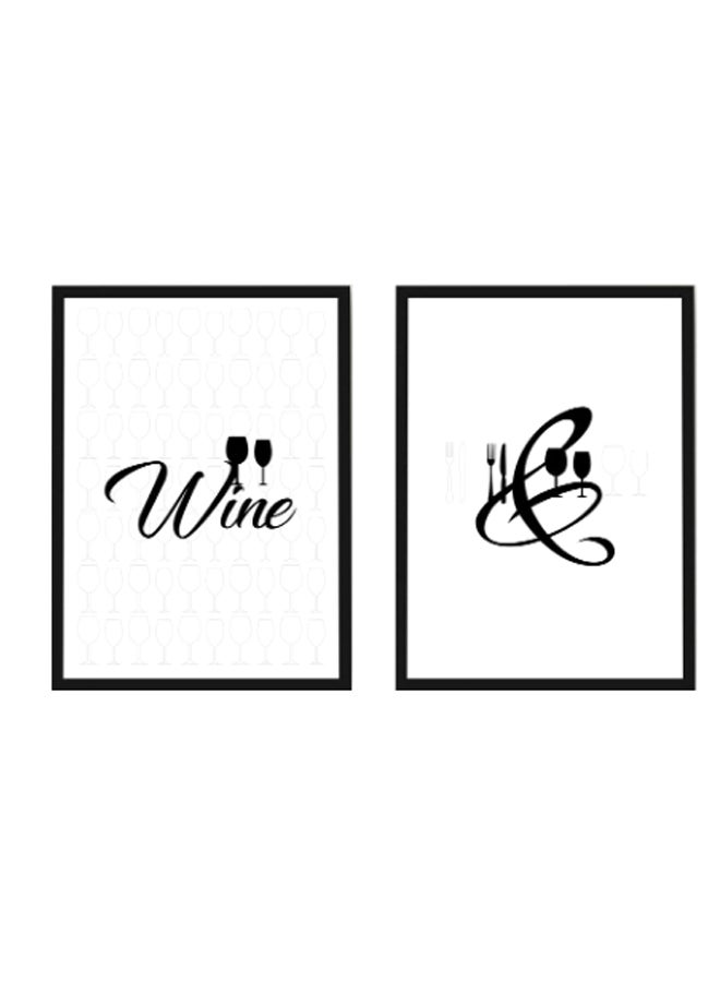 لوحة جدارية مصمم عليها عبارة  "Wine and Dine" أبيض/ أسود 40X55سم - Image 2