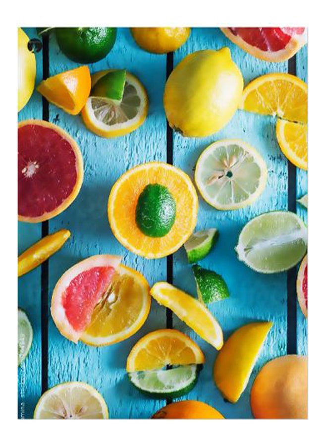 بي بي لوحة للديكور بطبعة فواكه أحمر / أزرق / أصفر 20x15سم