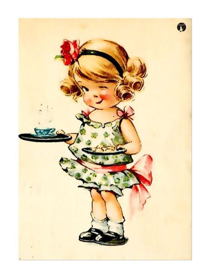 BP Girl Printed Decorative Plate Pink/Blue/Green 20x15cm