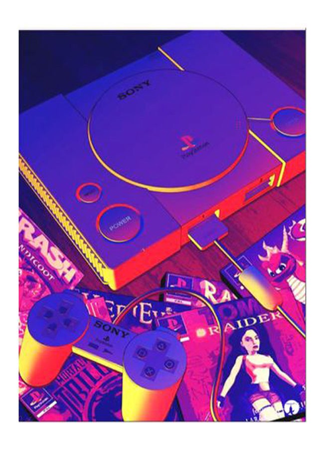 BP Video Game Printed Decorative Plate Pink/Purple/Yellow 20x15cm