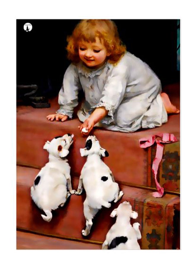 BP Little Girl Printed Decorative Plate Brown/White/Black 20x15cm