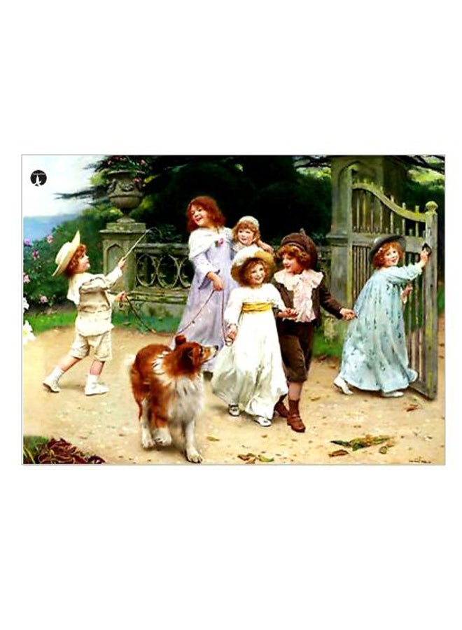 بي بي لوحة ديكور مزينة بطابع كلاسيكي أخضر / أبيض / بيج 20x15سم