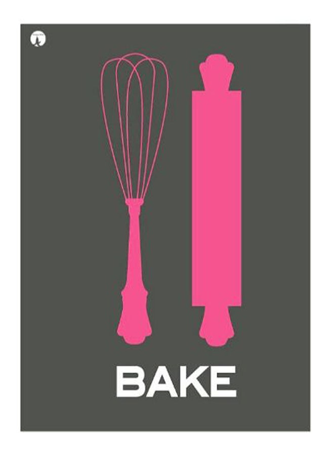 BP Bake Printed Decorative Plate Grey/Pink 20x15cm