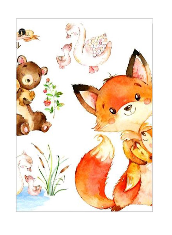 بي بي لوحة ديكور بطبعة حيوان بني / أخضر / وردي 20x15سم