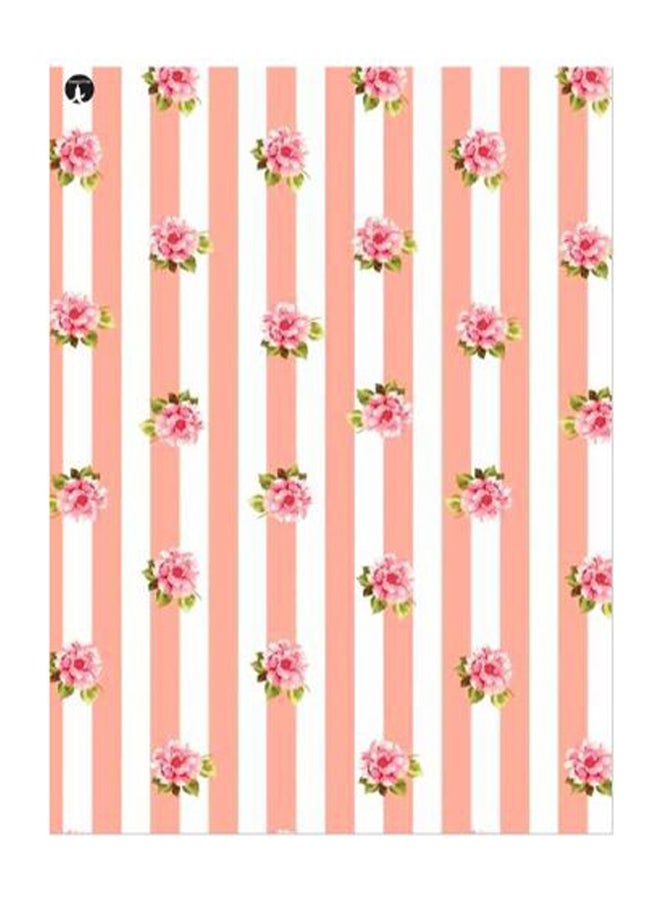 بي بي لوحة فنية من المعدن بطبعة زهور وردي/ أبيض/ أخضر 20x15سم