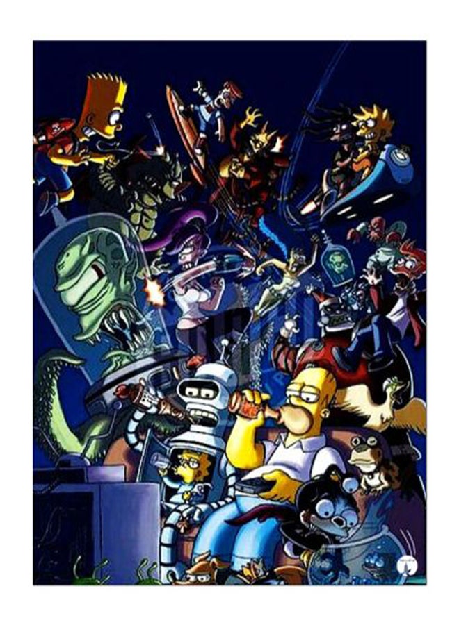 بي بي لوحة ديكور بطبعة رسومات كرتونية أصفر / أزرق / أخضر 20x15سم