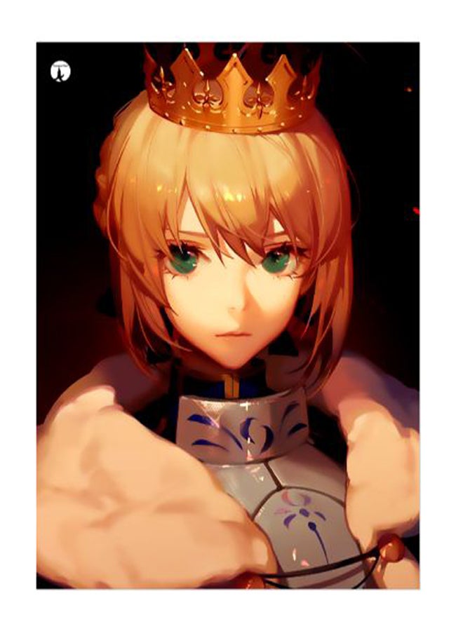 بي بي لوحة معدنية للديكور بطبعة شخصية رسوم متحركة بيج/ ذهبي/ أخضر 15x20سم