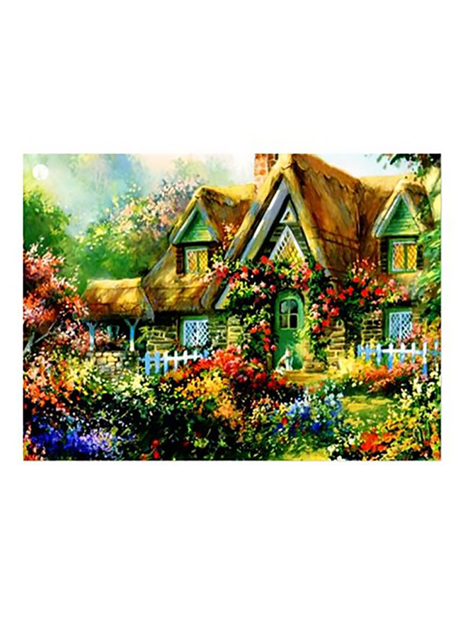 House Printed Decorative Wall Art Plate Green/Brown/Red 15x20cm