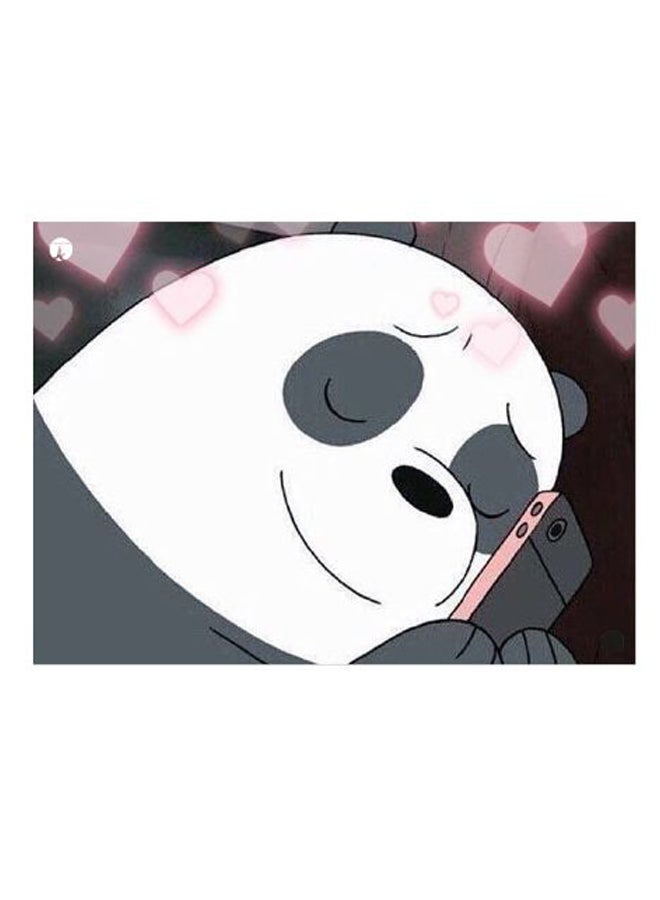 بي بي لوحة فنية لديكور الحائط بطبعة دب باندا أبيض/رمادي/وردي 15x20سم
