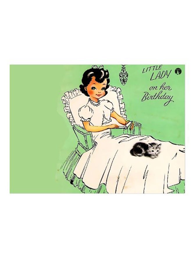 BP Little Lady On Her Birthday Printed Decorative Wall Art Plate White/Green/Beige 15x20cm