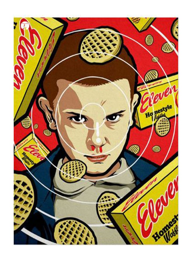 BP Eleven  Waffle Printed Decorative Wall Art Plate Red/Yellow/Brown 15x20cm