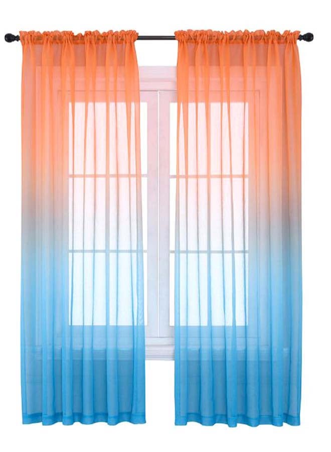 Ombre Semi Sheer Curtain Panels Sky Blue/Orange 52 x 96inch - Image 1