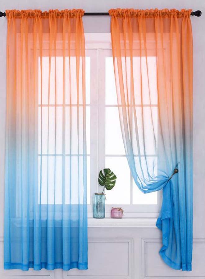 Ombre Semi Sheer Curtain Panels Sky Blue/Orange 52 x 96inch - Image 2