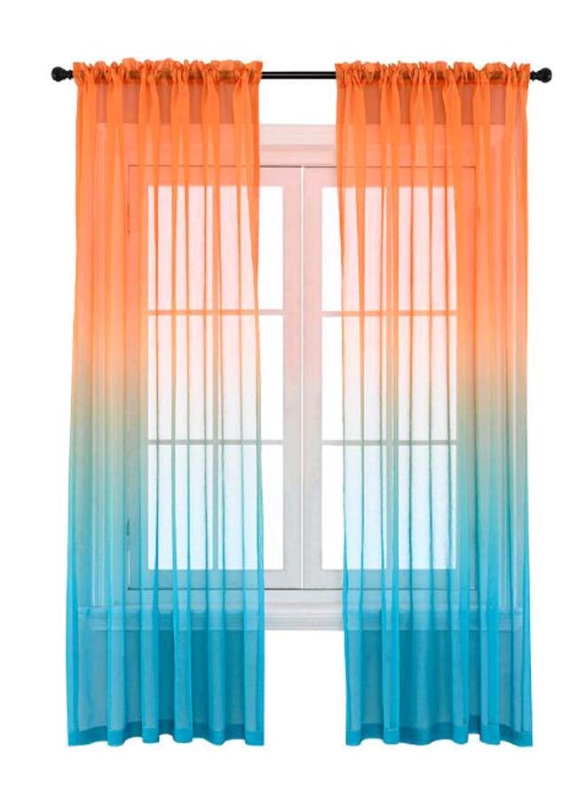 Ombre Semi Sheer Curtain Panels Blue/Orange 52 x 72inch