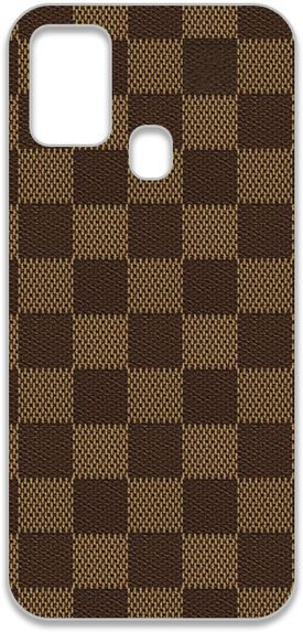 OZO Leather Checked SE119LCB Mobile Skin for Samsung Galaxy M31 Bronw - Image 2