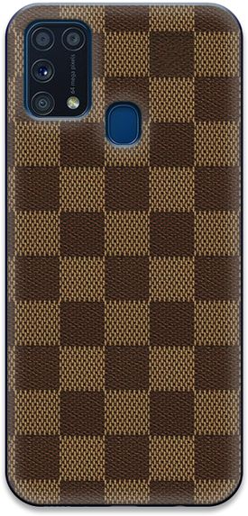 OZO Leather Checked SE119LCB Mobile Skin for Samsung Galaxy M31 Bronw - Image 3