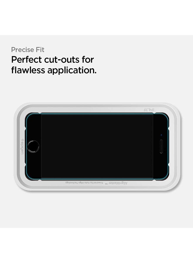 Spigen - Tempered Glass Screen Protector For iPhone SE (2020) With Auto Align Technology Clear - Image 1