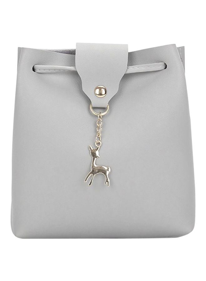 OUTAD Deer Pendant Decorative Shoulder Bag Light Grey 