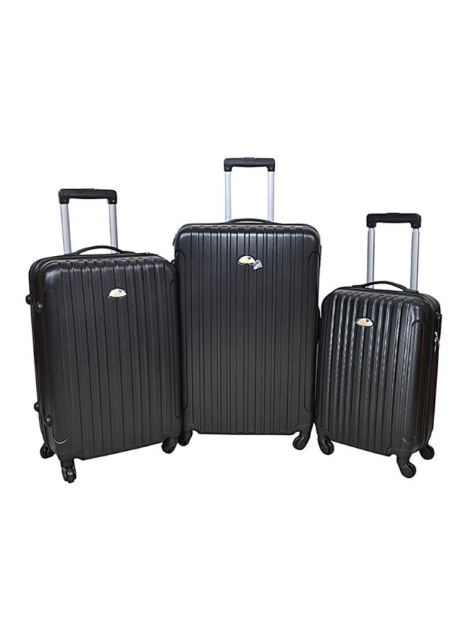 نيو ترافيل طقم حقائب سفر بعجلات وجوانب صلبة من 3 قطع أسود - Image 1