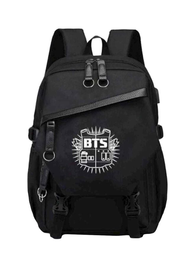 BTS Multifunctional Canvas Laptop Backpack Black - Image 1