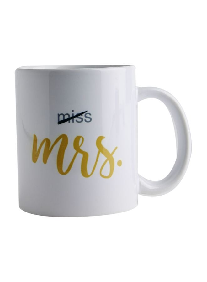 SOL Miss To Mrs Printed Mug White/Black/Yellow 
