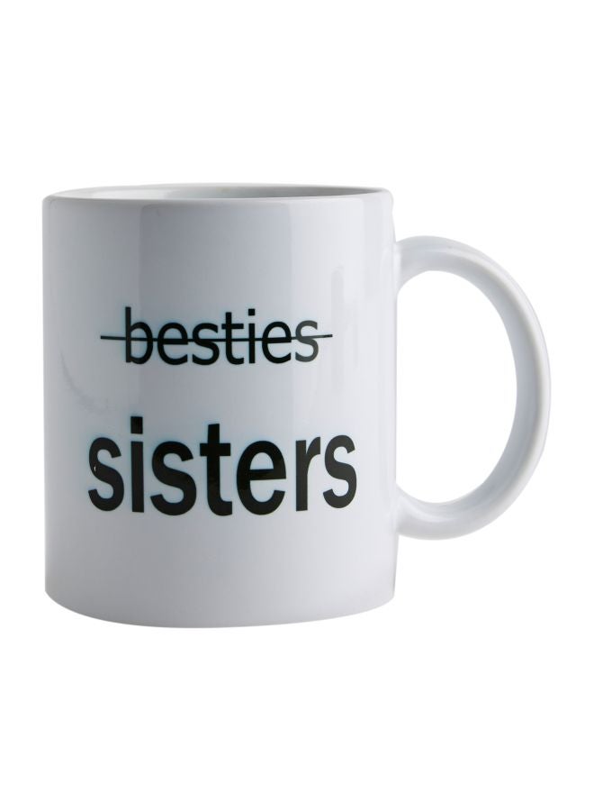 اس او ال مج قهوة بطبعة Besties To Sisters أبيض/ أسود 300ملليلتر