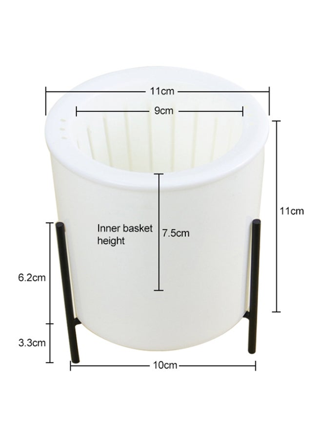 Generic - Automatic Water Absorbing Lazy Flower Pot With Shelf White/Black 110mm - Image 1