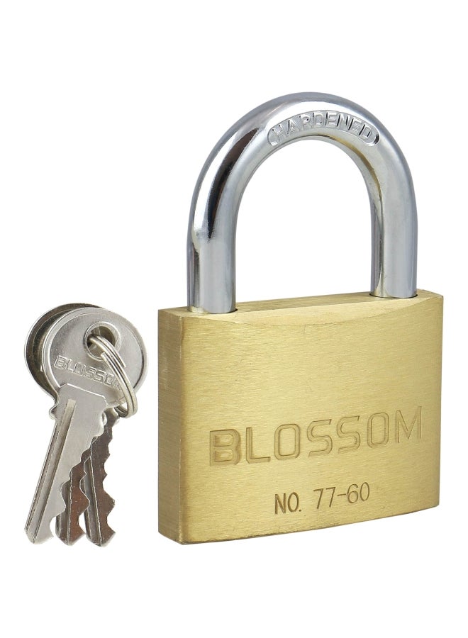 Blossom Brass Padlock Gold/Silver 60x10mm  - Image 1