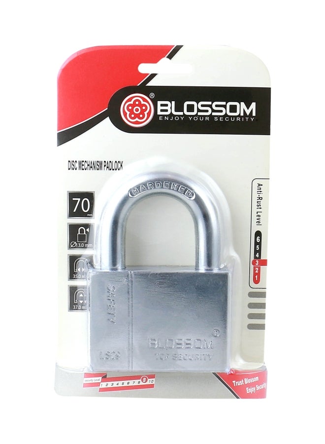 Blossom Disc Mechanism Padlock With 3 Keys Silver 70x13mm - Image 2
