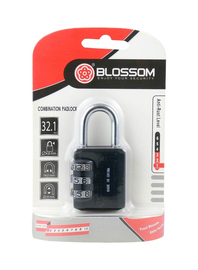 Blossom Combination Password Padlock Black/Silver 32.1x4.8mm  - Image 2