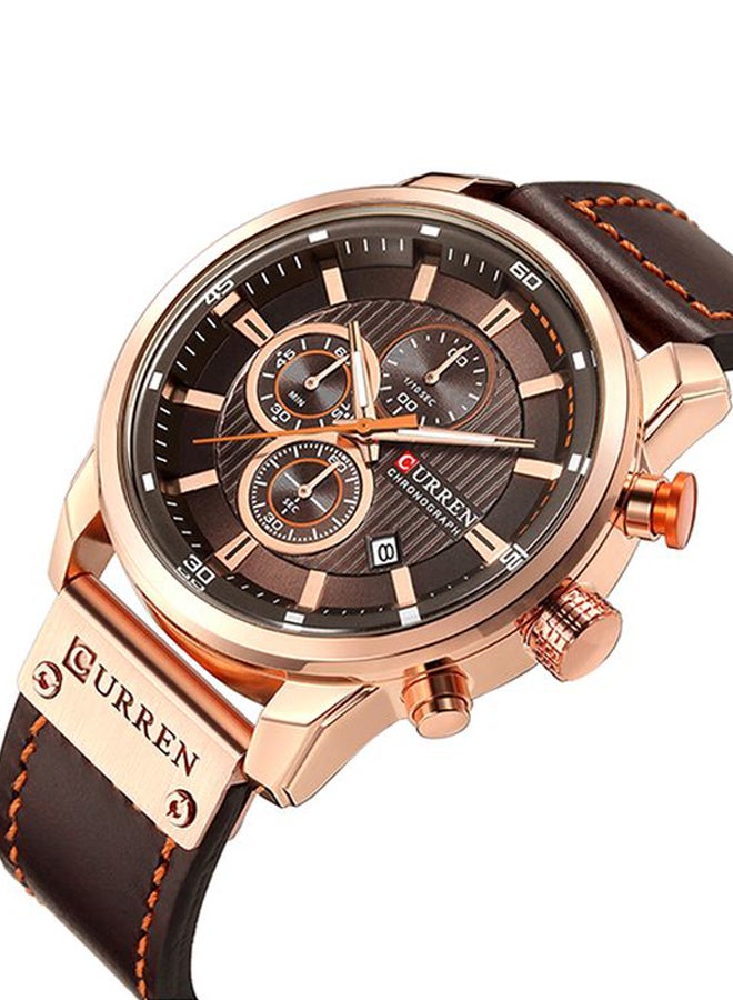 كارين ساعة يد كرونوغراف مقاومة للماء طراز 8291-04 - قياس 47 مم - لون بني للرجال - Image 2