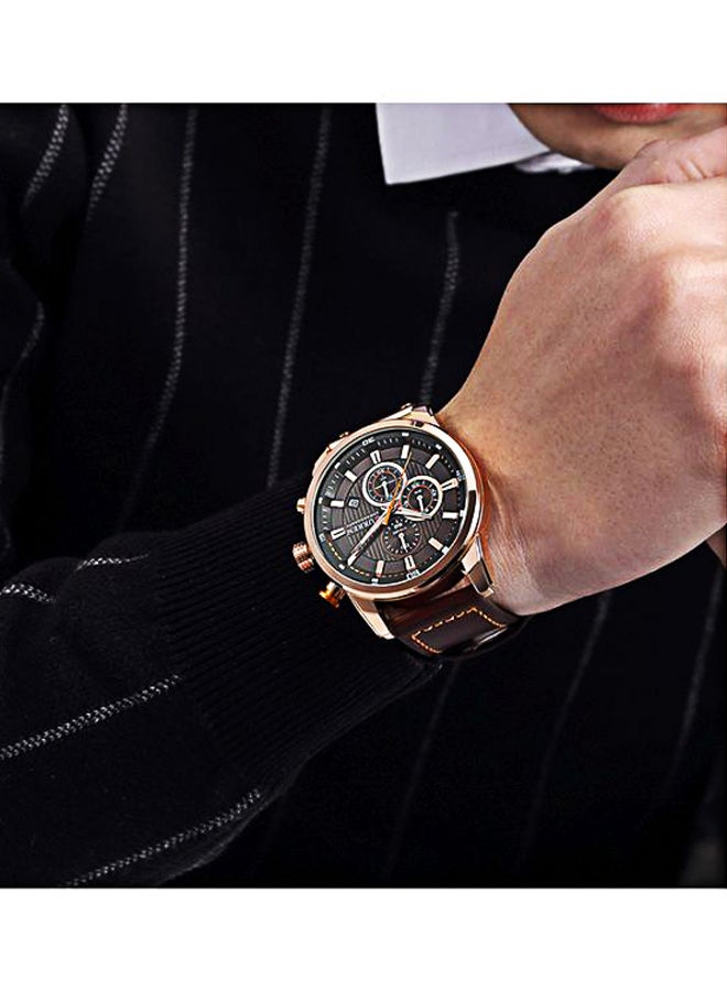 كارين ساعة يد كرونوغراف مقاومة للماء طراز 8291-04 - قياس 47 مم - لون بني للرجال - Image 5