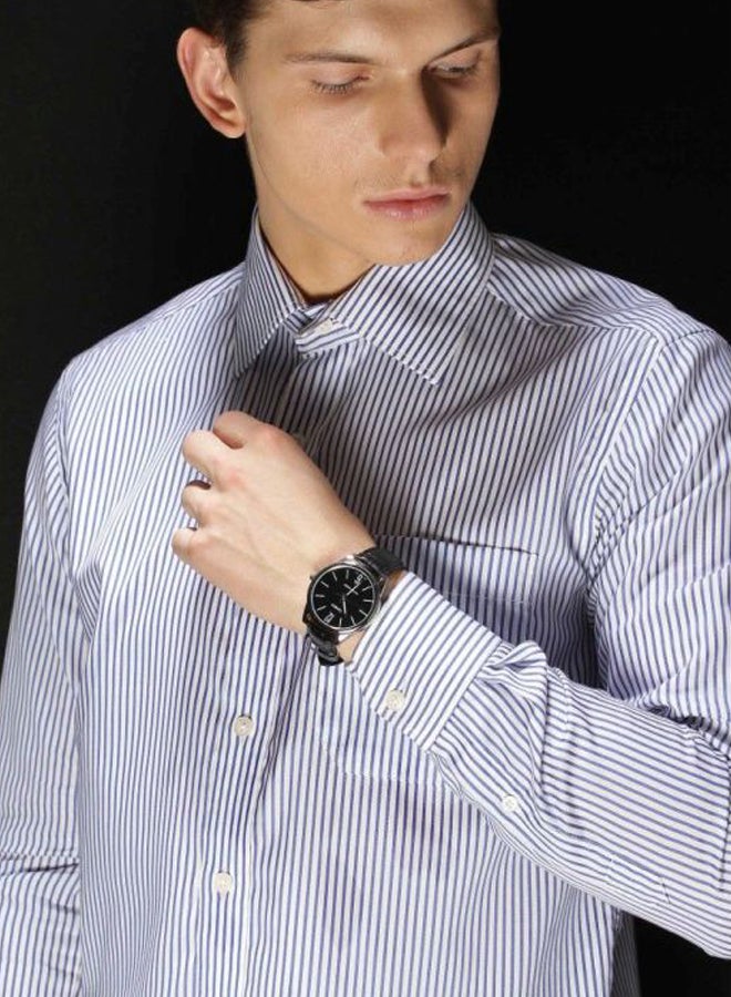 CASIO - Men's Dress Leather Analog Watch MTP-V005L-1BUDF - 40 mm - Black - Image 1