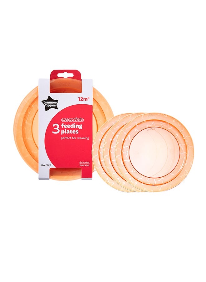 Essentials Feeding Plates, 12+ M, Pack Of 3 - Orange