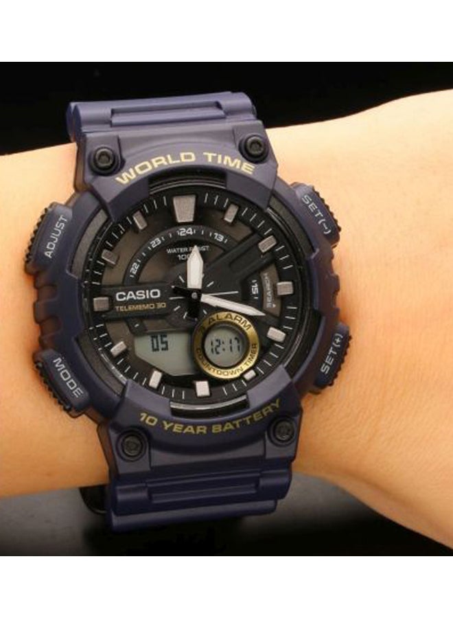 CASIO - Men's Water Resistant Analog & Digital Watch AEQ-110W-2AVEF - 47 mm - Navy - Image 1