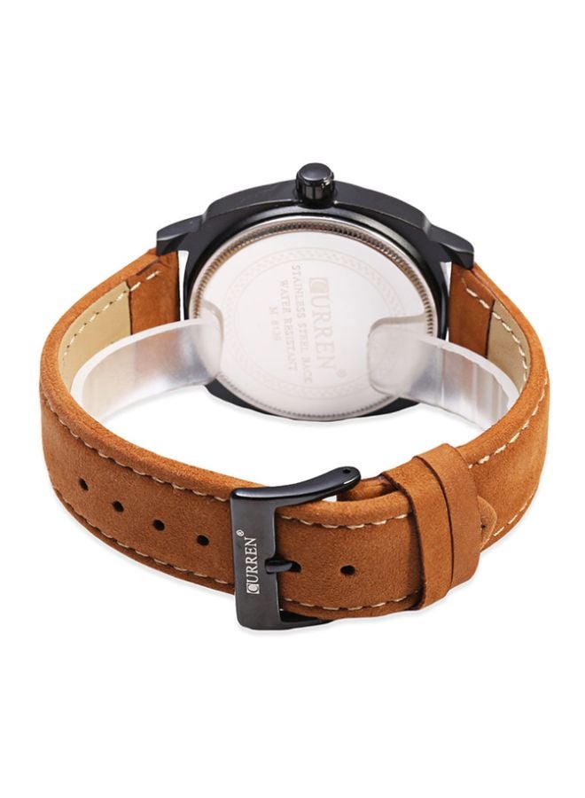 Water Resistant Analog Wrist Watch 8139 - 41 mm -Brown