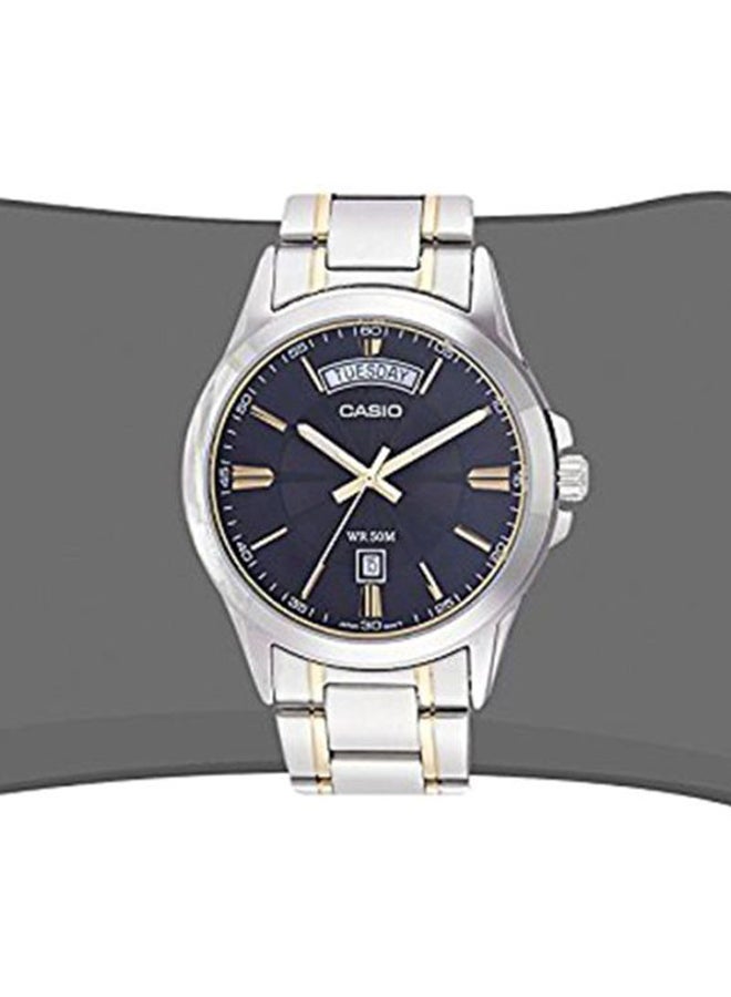 CASIO Men's Enticer Water Resistant Analog Watch MTP-1381G-1AVDF - 40 mm - Silver/Gold - Image 4