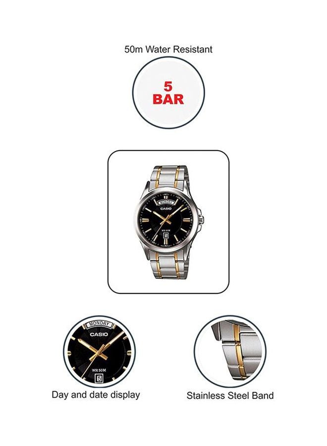 CASIO Men's Enticer Water Resistant Analog Watch MTP-1381G-1AVDF - 40 mm - Silver/Gold - Image 5