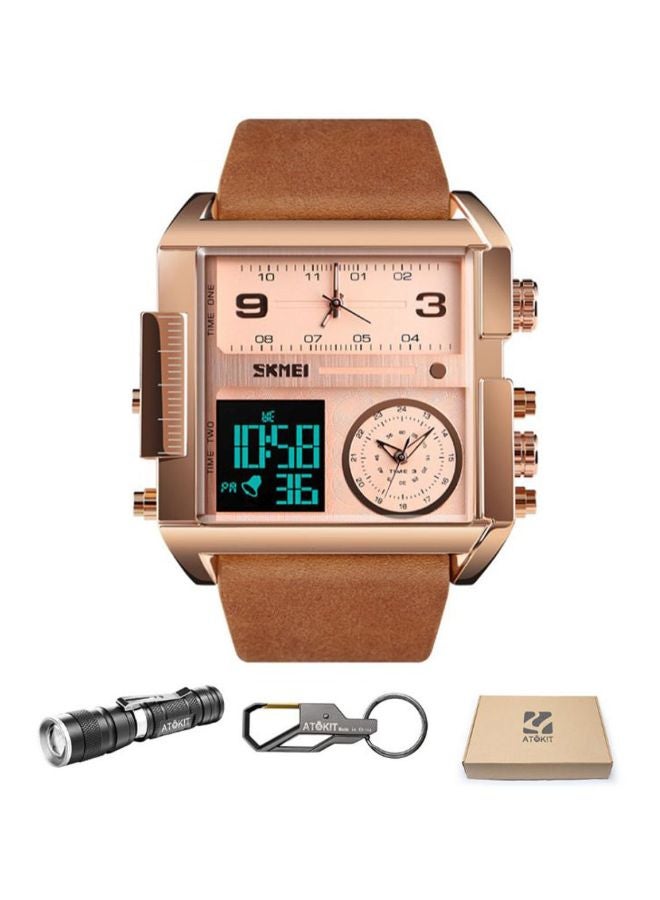 SKMEI Water Resistant Analog/Digital Wrist Watch 1391 - 55 mm - Brown  - Image 2