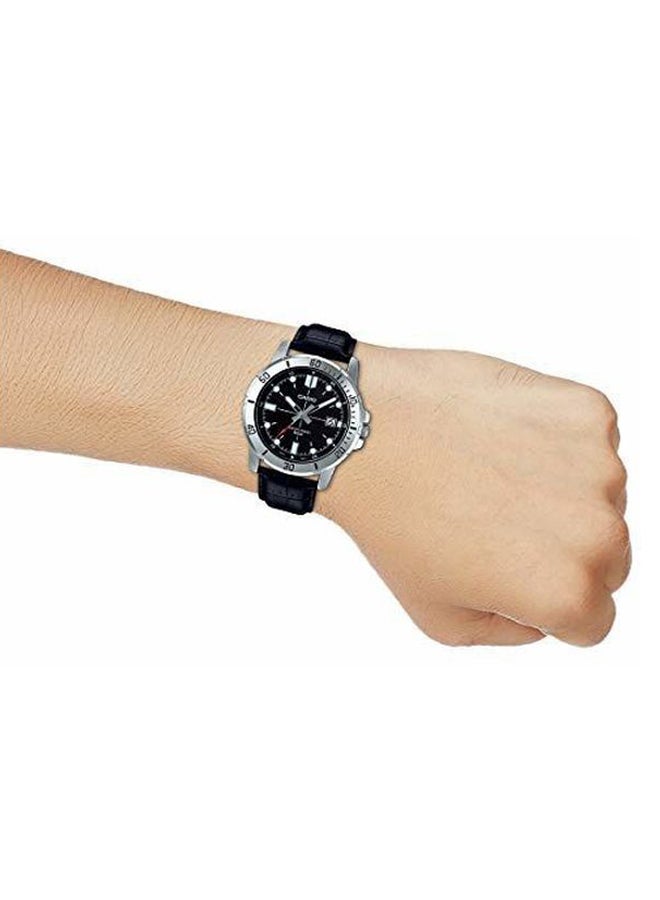 CASIO - Men's Enticer Leather Analog Watch MTP-VD01L-1EVUDF - 45 mm - Black - Image 1