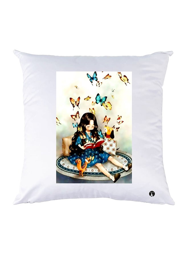 وسادة مزيّنة بنقشة مطبوعة polyester أبيض 30x30سم