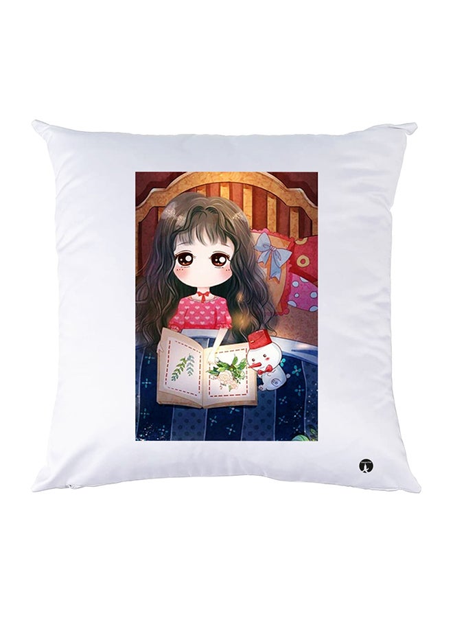 غطاء وسادة مطبوع polyester أبيض 30x30سم