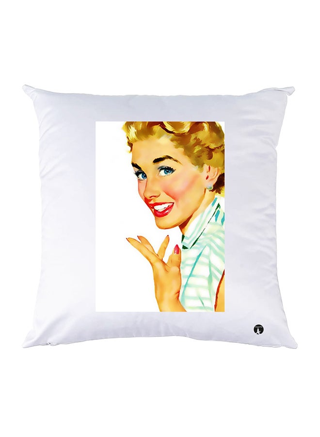 وسادة مزيّنة بنقشة مطبوعة polyester أبيض 30x30سم