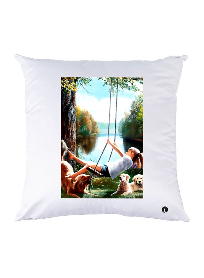 غطاء وسادة مطبوع polyester أبيض 30x30سم