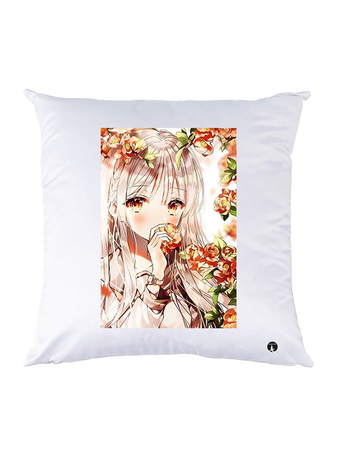 غطاء وسادة مطبوع بوليستر أبيض 30x30سم