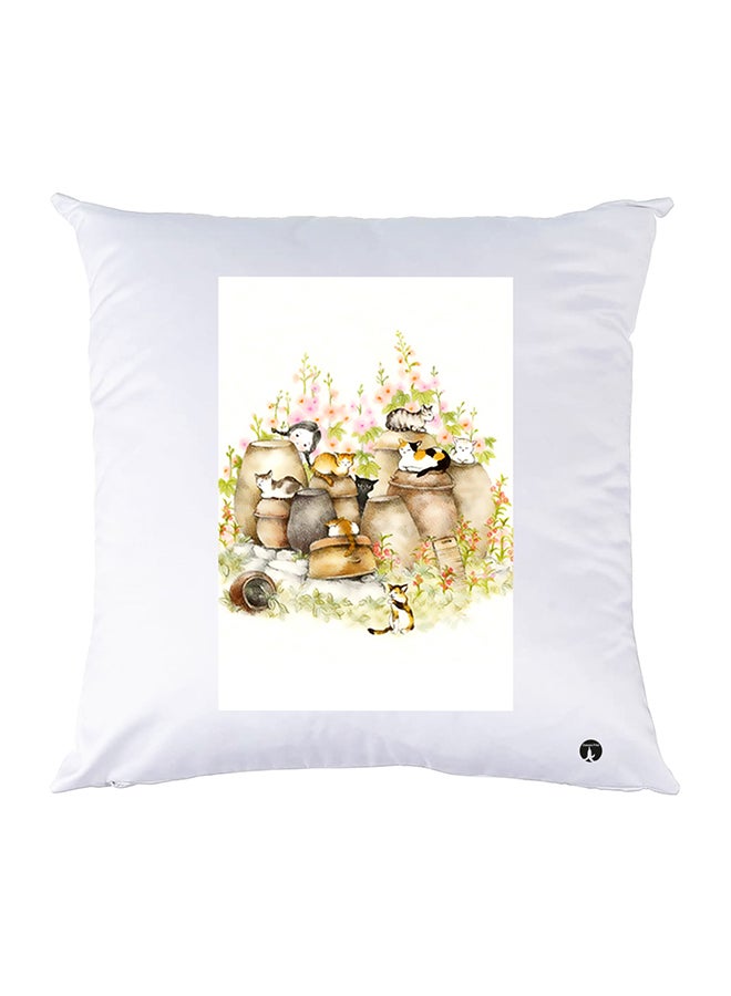 بي بي غطاء وسادة مطبوع بوليستر أبيض 30x30سم