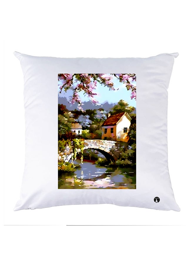 غطاء وسادة مطبوع polyester أبيض 30x30سم